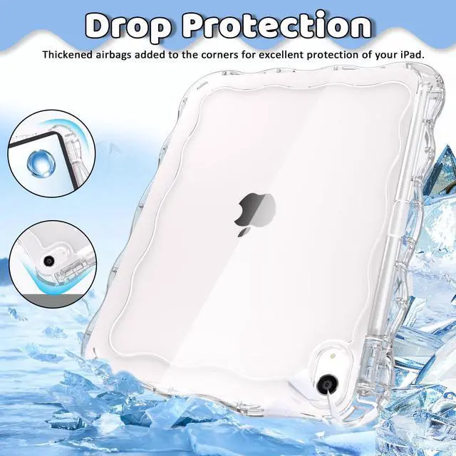 Alt view image 3 of 7 - Clear Case for iPad (A16) 11-inch 11th Generation 2025 / iPad 10th Generation 10.9 inch, Wave-Border Soft TPU+Hard PC, Anti-Scratch Ultra Slim Protective Tablet Cover, Shockproof Impact Resistant.