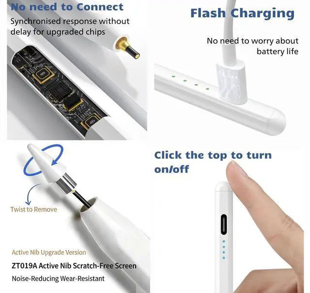 Alt view image 3 of 7 - Stylus Pen for Samsung Galaxy Tab A11 / A11+, A9 / A9+, A8, A7 Lite, Active Capacitive Pencil for Samsung Android Tablet & iOS Touchscreens, High Precision Digital Pen with 4 Tips (Blue)