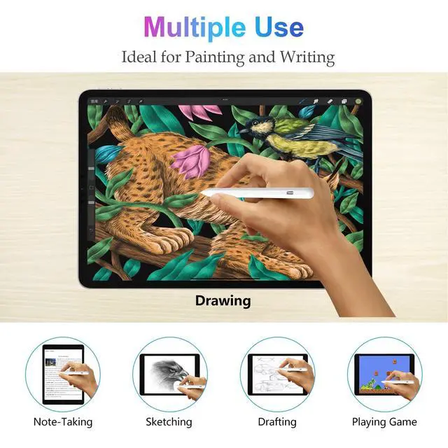 Alt view image 7 of 7 - Stylus Pen for iPad 2018-2024 with Palm Rejection, Active Pencil for iPad 10th/9th/8th/7th/6th Generation, for iPad Pro 11/12.9 inch, for iPad Air 5th/4th/3th Gen, for iPad Mini 6th/5th Gen (White)