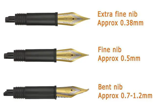 Alt view image 4 of 5 - Set of 3 Hongdian Fountain Pen Nibs Gold Trim (Fine, Extra Fine and Bent Nib) for Black Forest 1850, 1851, 1861, M2, M1, 1843, 6013, 517D, 517S, 525, 1843 and 920 Series