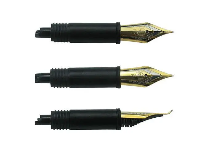 Alt view image 3 of 5 - Set of 3 Hongdian Fountain Pen Nibs Gold Trim (Fine, Extra Fine and Bent Nib) for Black Forest 1850, 1851, 1861, M2, M1, 1843, 6013, 517D, 517S, 525, 1843 and 920 Series