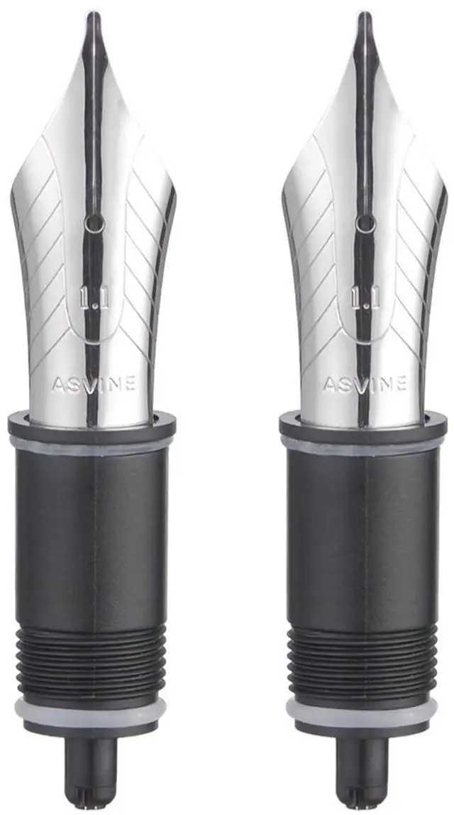 Main image of Set of 2 Number 8 Fountain Pen Replacement 1.1 Stub Nibs - Compatible with C2000, V800 and C80- Silver