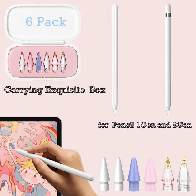 Alt view image 3 of 7 - 6 Pack Replacement Pencil Tips with Case for Apple iPad 2nd / 1st Generation - Sensitive and Precise Control iPencil Nibs Compatible with iPad for Pencil USB C/ 2nd/ 1st Gen Apple Pen
