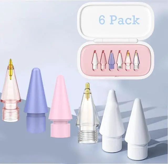 Alt view image 7 of 7 - 6 Pack Replacement Pencil Tips with Case for Apple iPad 2nd / 1st Generation - Sensitive and Precise Control iPencil Nibs Compatible with iPad for Pencil USB C/ 2nd/ 1st Gen Apple Pen
