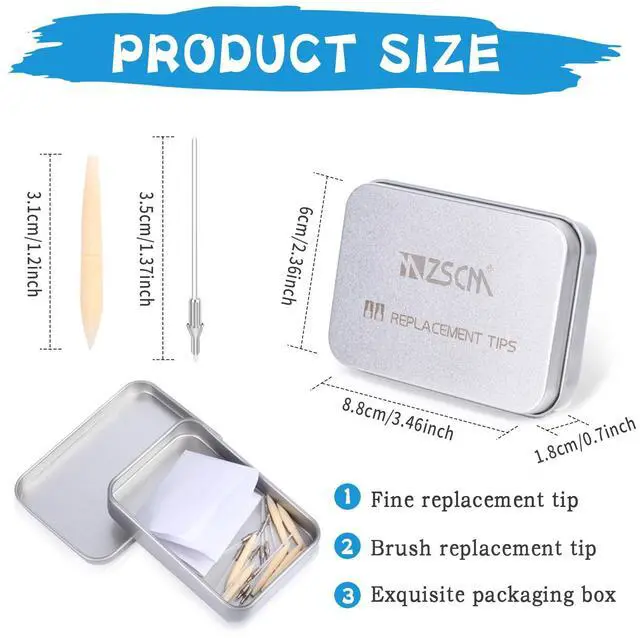 Alt view image 2 of 7 - Duo Tip Brush Markers Replacement Nib Tips, Include 5 Brush Tips, 5 Fineliner Tips