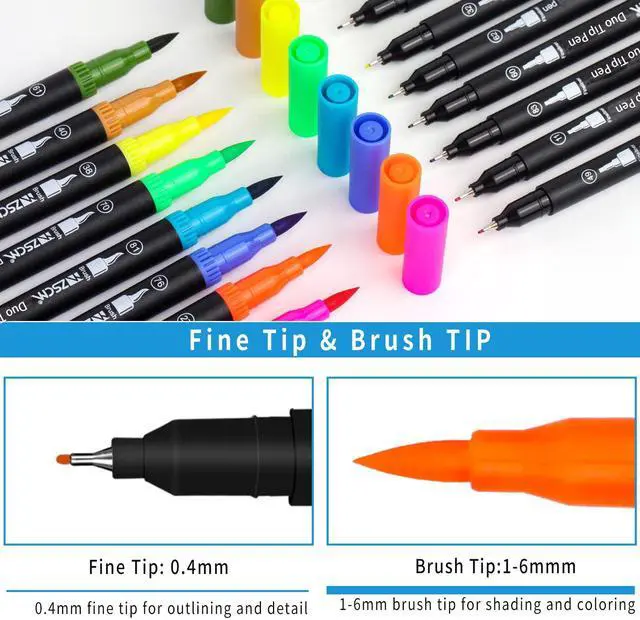 Alt view image 3 of 7 - Duo Tip Brush Markers Replacement Nib Tips, Include 5 Brush Tips, 5 Fineliner Tips