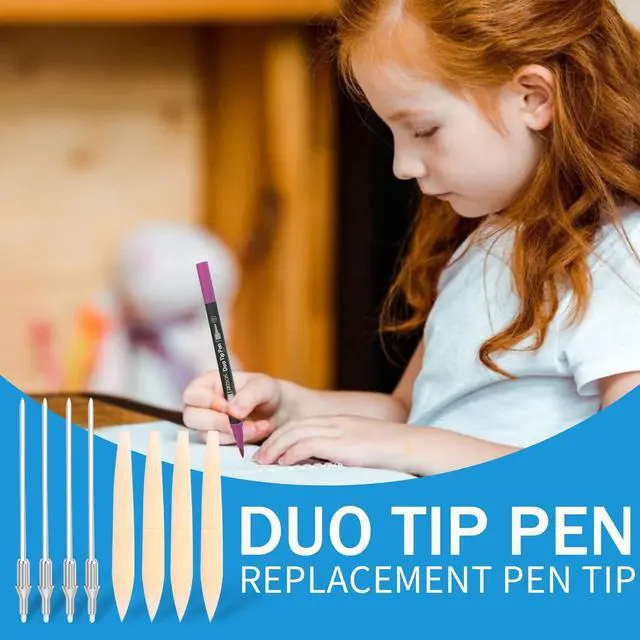 Alt view image 6 of 7 - Duo Tip Brush Markers Replacement Nib Tips, Include 5 Brush Tips, 5 Fineliner Tips