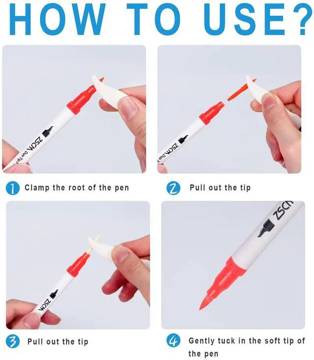 Alt view image 7 of 7 - Duo Tip Brush Markers Replacement Nib Tips, Include 5 Brush Tips, 5 Fineliner Tips