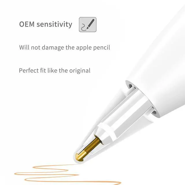 Alt view image 7 of 7 - Replacement Tips Compatible with Apple Pencil 1st/2nd Gen, Pencil Nibs for iPad Pro Pencil 2/1 Gen(6 Pack)