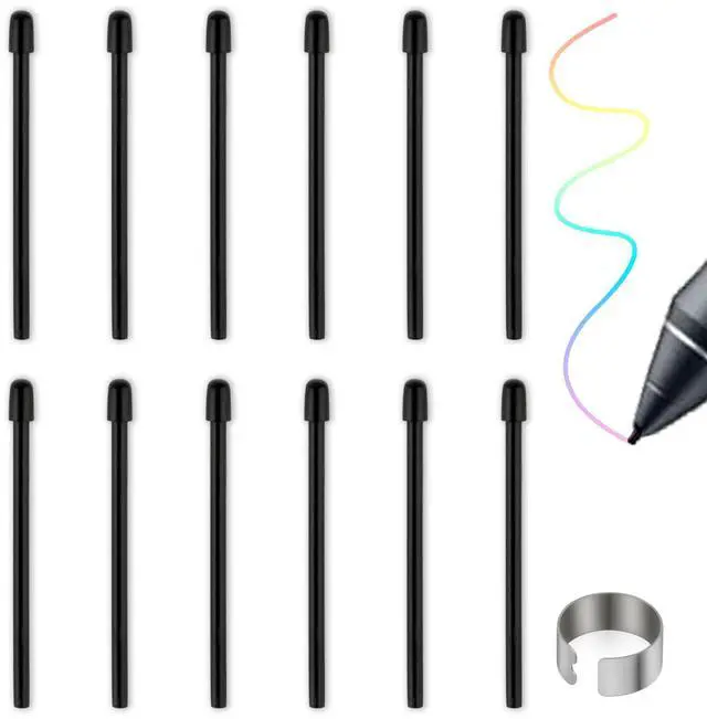 Main image of Standard Pen Nibs for WACOM,12pcs Black Replacement Refill Pen Tips for Wacom Intuos Pro,Wacom IMobileStudio Pro,Wacom Cintiq Pro,Wacom Citiq16(with Removal Ring)