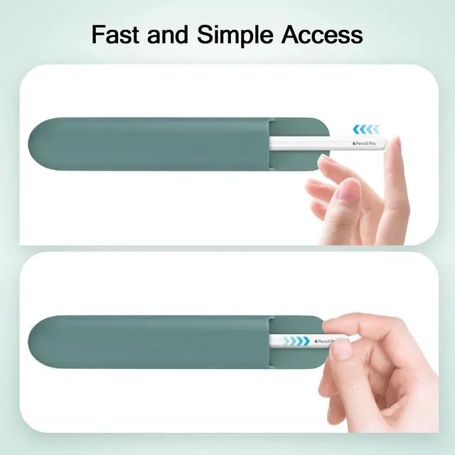 Alt view image 6 of 7 - Adhesive Silicone Pencil Case Holder Fit Apple Pencil, Midnight Green