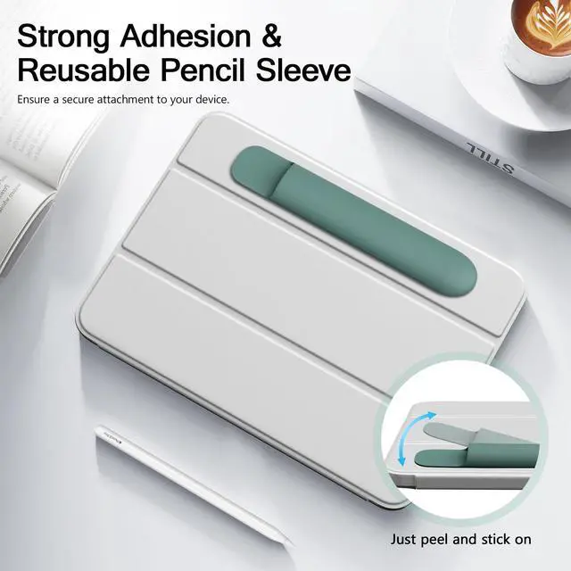 Alt view image 3 of 7 - Adhesive Silicone Pencil Case Holder Fit Apple Pencil, Midnight Green