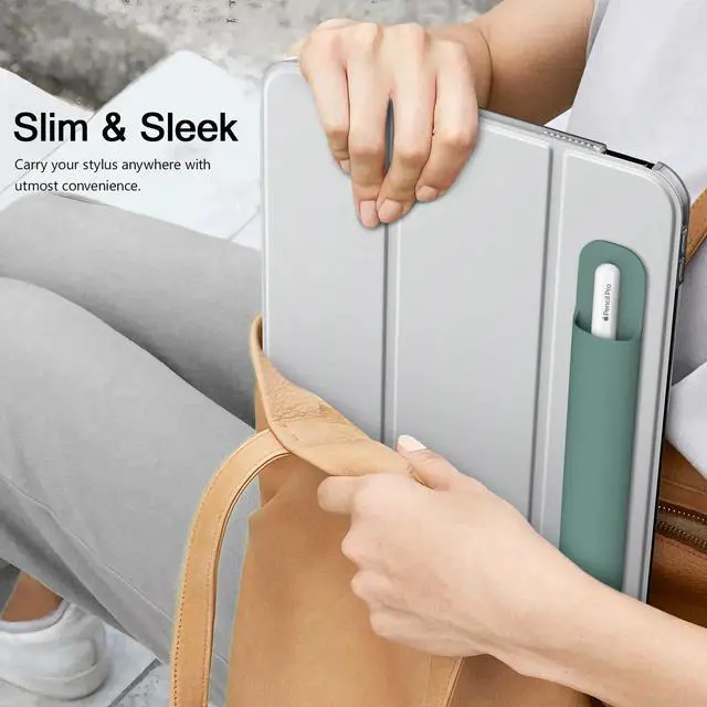 Alt view image 5 of 7 - Adhesive Silicone Pencil Case Holder Fit Apple Pencil, Midnight Green