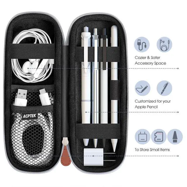 Alt view image 4 of 7 - Case Holder for Apple Pencil, Slim PU Hard Leather Carrying Pouch