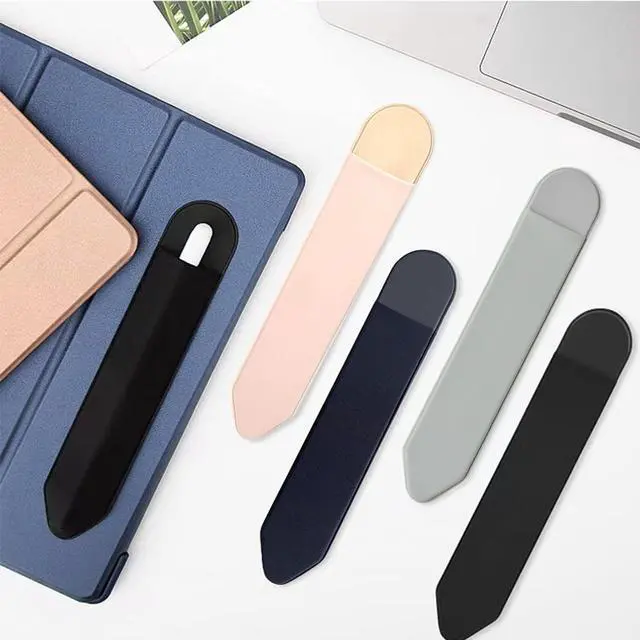Alt view image 2 of 7 - 4 PCS Universal Self - Adhesive Elastic Stylus Holder Compatible with Apple Pencil 1st & 2nd Gen,Tablet Pen Cover in Black,Pink,Gray & Blue for iPad and Stylus Accessories