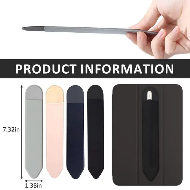 Alt view image 3 of 7 - 4 PCS Universal Self - Adhesive Elastic Stylus Holder Compatible with Apple Pencil 1st & 2nd Gen,Tablet Pen Cover in Black,Pink,Gray & Blue for iPad and Stylus Accessories