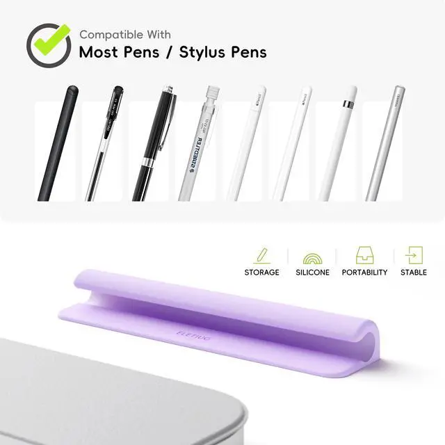 Alt view image 2 of 6 - Silicone Pencil Holder Sleeve,Compatible with Apple Pencil (USB-C),Apple Pencil 1st/ 2nd Generation,Strong Adhesive Sticky Attached to iPad Case for Stylus Pens,Purple