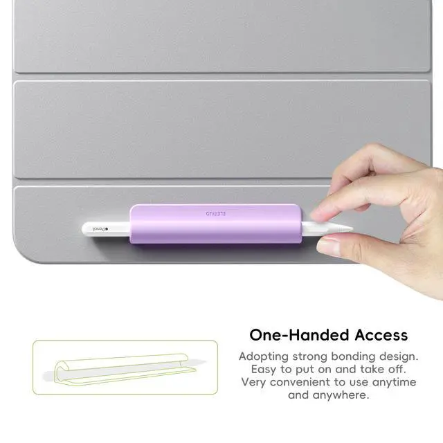 Alt view image 5 of 6 - Silicone Pencil Holder Sleeve,Compatible with Apple Pencil (USB-C),Apple Pencil 1st/ 2nd Generation,Strong Adhesive Sticky Attached to iPad Case for Stylus Pens,Purple