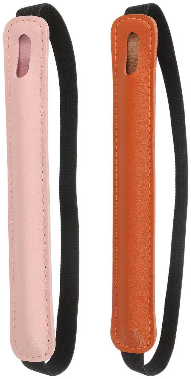 Main image of 2Pcs Stylus Holder for Tablet, Universal Pen Sleeve Retractable Stylus Pen Holder Elastic Pencil Pocket Case Protective Pouch for Tablet Case Notebook, Orange/Pink