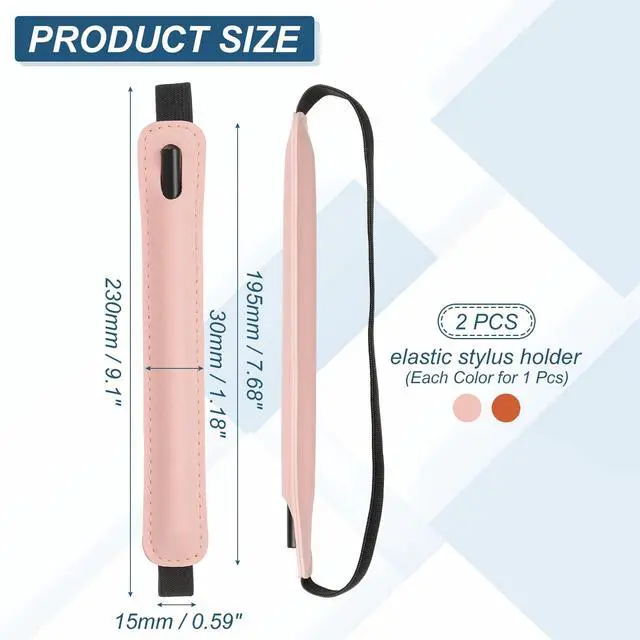 Alt view image 2 of 6 - 2Pcs Stylus Holder for Tablet, Universal Pen Sleeve Retractable Stylus Pen Holder Elastic Pencil Pocket Case Protective Pouch for Tablet Case Notebook, Orange/Pink