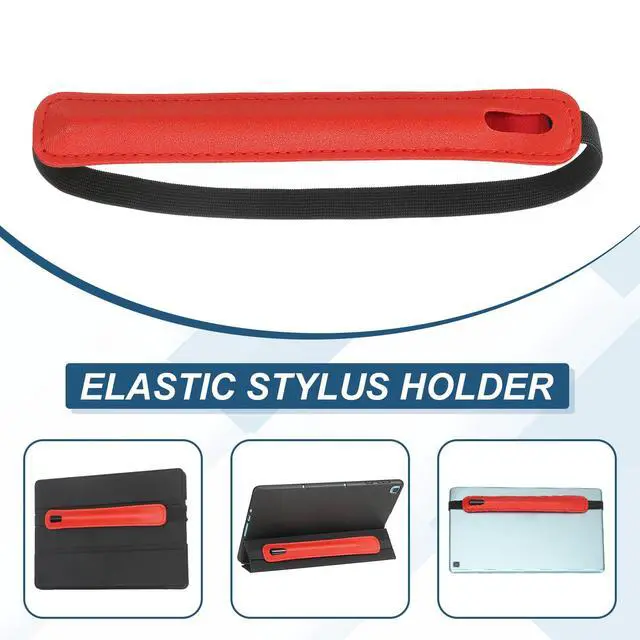 Alt view image 4 of 6 - 2Pcs Stylus Holder for Tablet, Universal Pen Sleeve Retractable Stylus Pen Holder Elastic Pencil Pocket Case Protective Pouch for Tablet Case Notebook, Orange/Pink