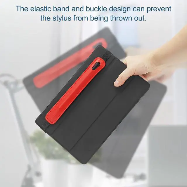 Alt view image 5 of 6 - 2Pcs Stylus Holder for Tablet, Universal Pen Sleeve Retractable Stylus Pen Holder Elastic Pencil Pocket Case Protective Pouch for Tablet Case Notebook, Orange/Pink