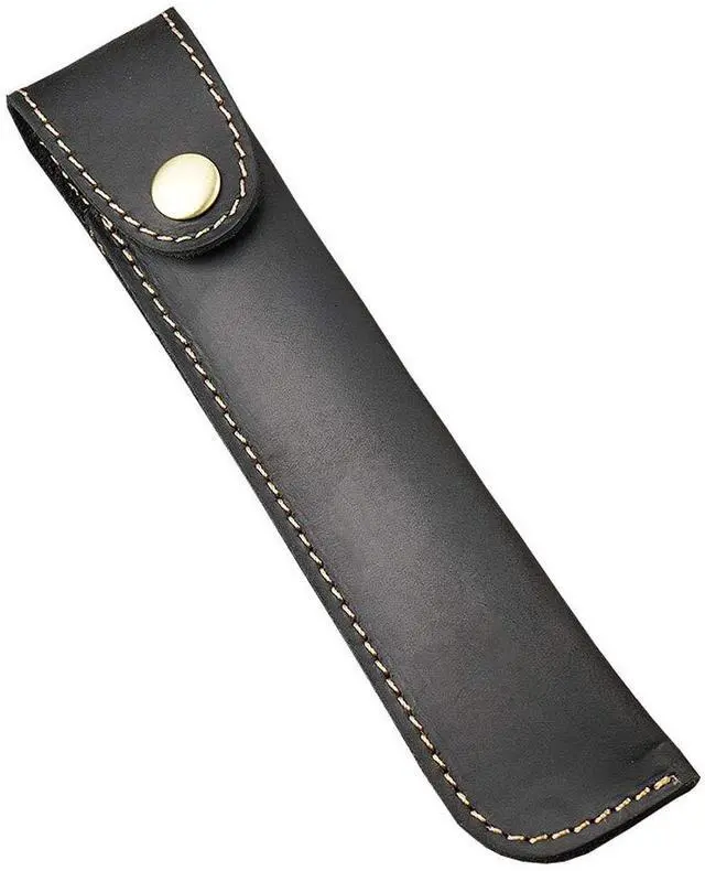 Main image of Leather Pen Case Handmade Fountain Pen Pouch Protective Sleeve Cover Stylus Touch Pen Holder Button Flip Cover- Black