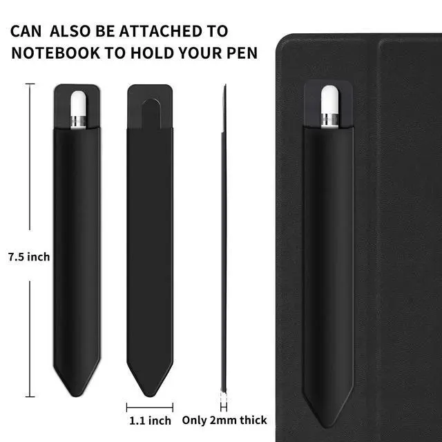 Alt view image 3 of 7 - 2 Pack Pencil Holder for Apple Pencil 1st 2nd Gen (Black, Black)