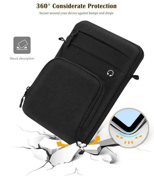 Alt view image 6 of 7 - 9-11 Inch Tablet Sleeve Bag with Shoulder Strap, Black