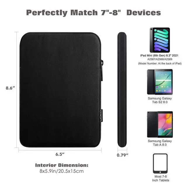 Alt view image 2 of 7 - 7-8 Inch Tablet Sleeve Bag, Polyester Pouch Cover Case Slim Design