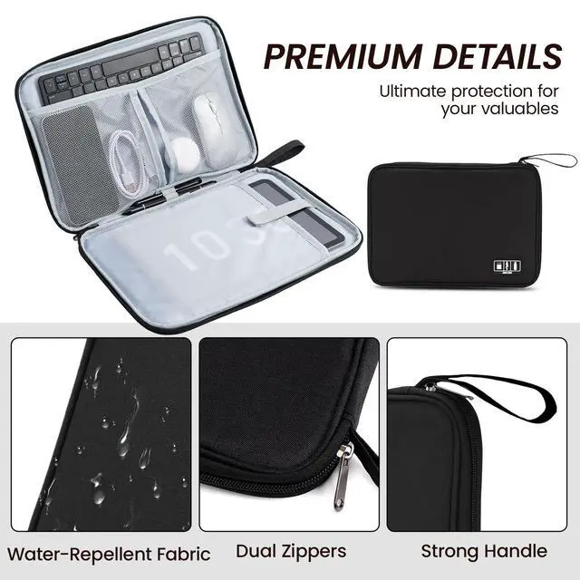 Alt view image 3 of 7 - Tablet Carrying Case Organizer, Professional 300D Cationic iPad Sleeve for 11 inch iPad Pro/Air, Water-Repellent Electronics Accessories Bag for Wireless Keyboard & Mouse, Business Travel