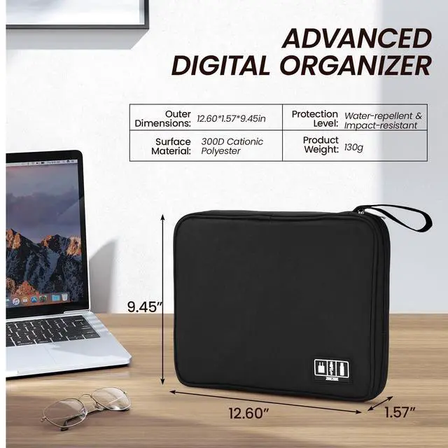 Alt view image 2 of 7 - Tablet Carrying Case Organizer, Professional 300D Cationic iPad Sleeve for 11 inch iPad Pro/Air, Water-Repellent Electronics Accessories Bag for Wireless Keyboard & Mouse, Business Travel