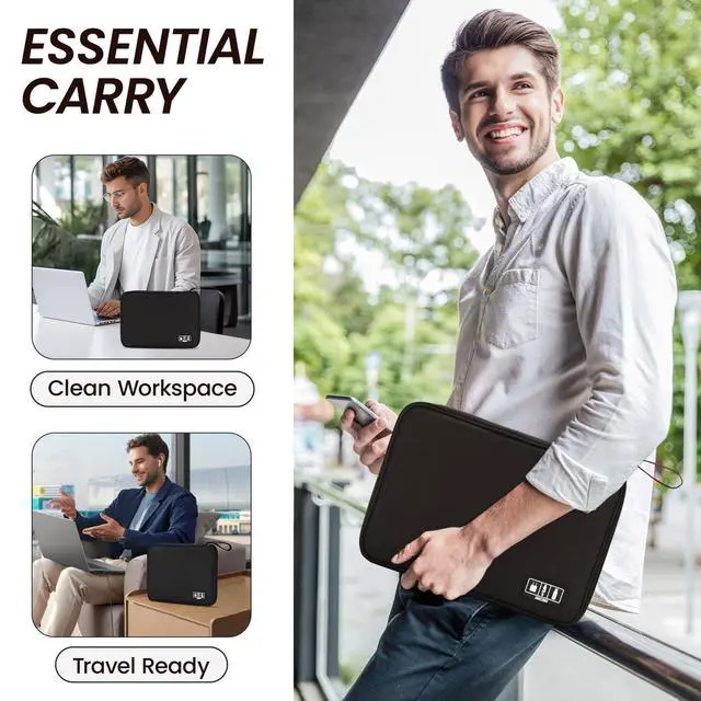 Alt view image 7 of 7 - Tablet Carrying Case Organizer, Professional 300D Cationic iPad Sleeve for 11 inch iPad Pro/Air, Water-Repellent Electronics Accessories Bag for Wireless Keyboard & Mouse, Business Travel