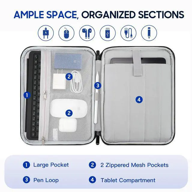 Alt view image 4 of 7 - 9-11" Tablet Sleeve for iPad A16 & Galaxy Tab, Black