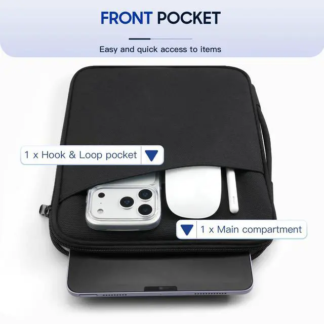 Alt view image 6 of 7 - 9-11" Tablet Sleeve for iPad A16 & Galaxy Tab, Black