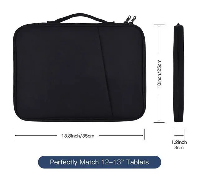 Alt view image 2 of 7 - 12-12.9 Inch Tablet Sleeve Bag for 12.4" Samsung Galaxy Tab S10+ S9+ Plus/S8+/S7+ Plus/S7 FE,13" iPad Air M4 M3 M2/iPad Pro M5 M4/Pro 12.9"/Microsoft Surface Go 2 12.4"/Pro 11 10 Carrying Case-Black