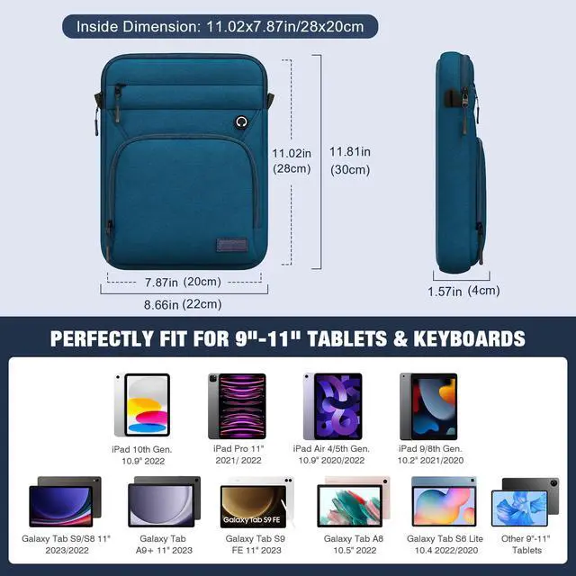 Alt view image 2 of 7 - 9-11 Inch 360° Protection Tablet Sleeve Bag with Earphone Hole