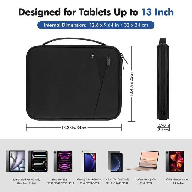 Alt view image 2 of 7 - 13 Inch Tablet Sleeve Carrying Case Padded Protective Bag with Handle