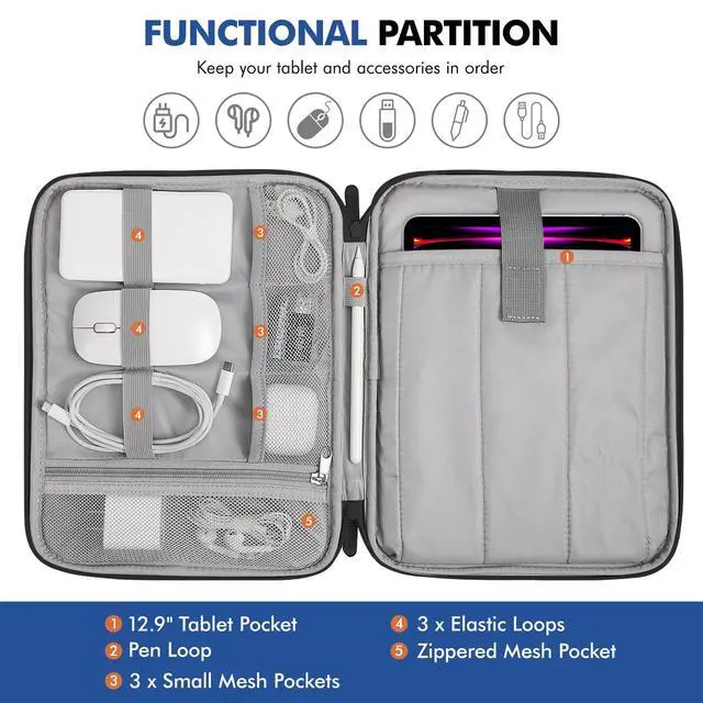 Alt view image 3 of 7 - 13 Inch Tablet Sleeve Carrying Case Padded Protective Bag with Handle