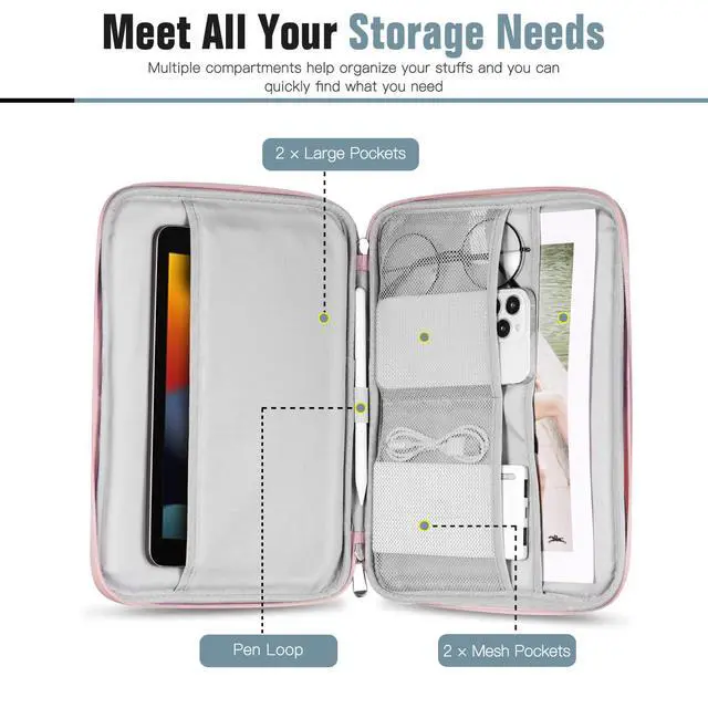 Alt view image 3 of 7 - 9-11" Tablet Sleeve with Pocket for iPad A16 Tab, Pink