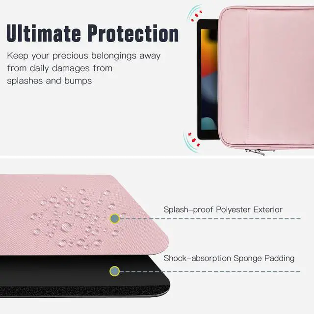 Alt view image 4 of 7 - 9-11" Tablet Sleeve with Pocket for iPad A16 Tab, Pink