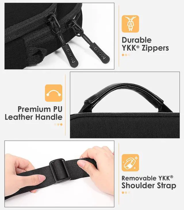 Alt view image 6 of 7 - 9-11 Inch Tablet Sleeve Bag 360° Protetive Carrying Case Compatible with iPad 10th 10.9, iPad Air 5/4th 10.9, iPad 9/8th 10.2, iPad Pro 11, Tab S8/S9 11, with Handle and Shoulder Strap, Black