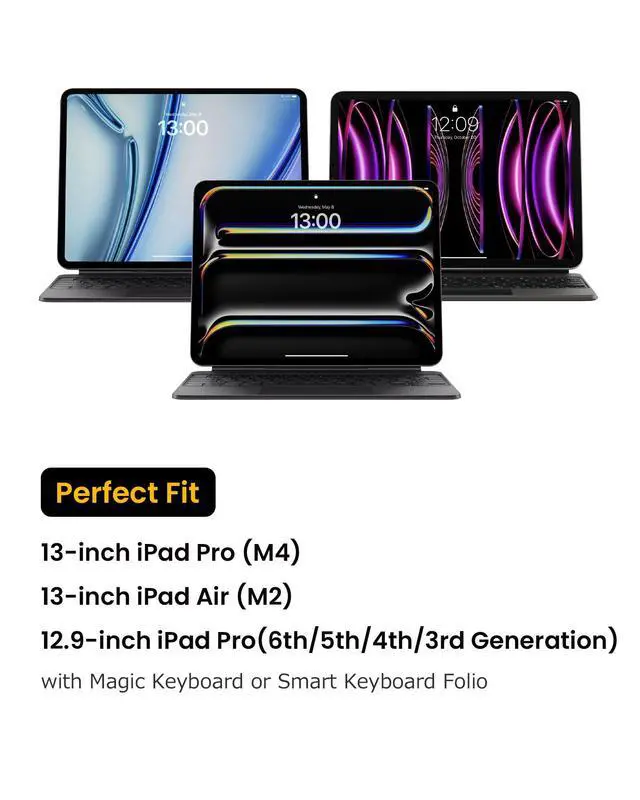 Alt view image 6 of 7 - 13 Inch iPad Case Tablet Sleeve for 2026 13 Inch iPad Air M4, M3&M2, iPad Pro M5/M4, 12.9-in iPad Pro M2&M1 with Magic Keyboard and Smart Keyboard Folio, Additional Accessories Pocket