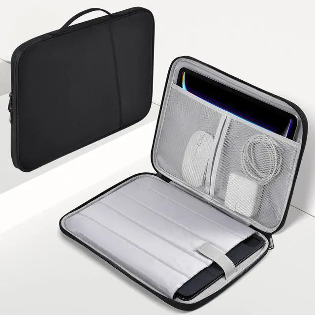 Main image of 9-11 inch iPad Sleeve Case, Padded Travel Carrying Bag for 11-inch iPad Pro M5 M4 & iPad Air M2 M3 M4(2026) w/Magic Keyboard,11-in A16 Shockproof Handle Bag Cover Accessory Pocket -Black