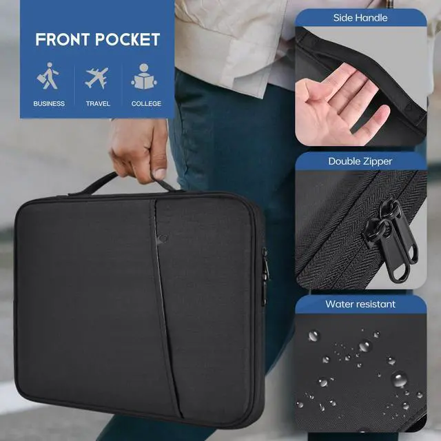 Alt view image 5 of 7 - 9-11 inch iPad Sleeve Case, Padded Travel Carrying Bag for 11-inch iPad Pro M5 M4 & iPad Air M2 M3 M4(2026) w/Magic Keyboard,11-in A16 Shockproof Handle Bag Cover Accessory Pocket -Black