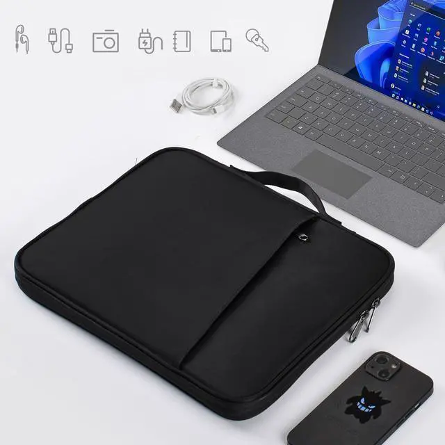 Alt view image 7 of 7 - 9-11 inch iPad Sleeve Case, Padded Travel Carrying Bag for 11-inch iPad Pro M5 M4 & iPad Air M2 M3 M4(2026) w/Magic Keyboard,11-in A16 Shockproof Handle Bag Cover Accessory Pocket -Black