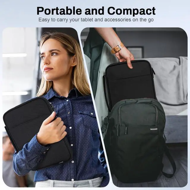 Alt view image 6 of 7 - 9-11 Inch Tablet Sleeve Padded Carrying Case with Handle, Black