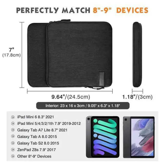 Alt view image 2 of 7 - 8-9 Inch Tablet Sleeve Bag Carrying Case with Storage Pockets