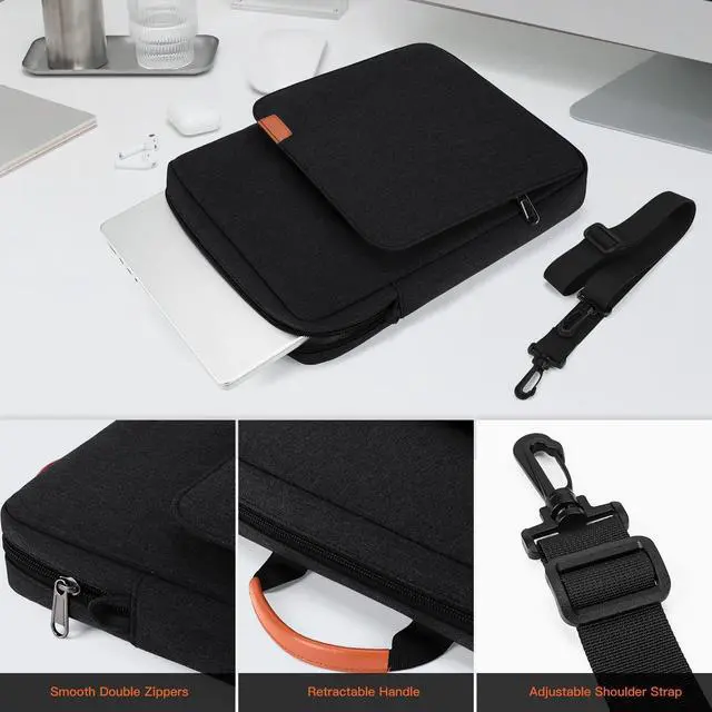 Alt view image 3 of 7 - 13 inch iPad Sleeve Carrying Bag for 13 inch iPad Pro M5 & Air M4/M3 2026, iPad Pro 12.9, 13.8" Surface Laptop 7th, Padded Trave Tablet Case with Shoulder Strap, Black