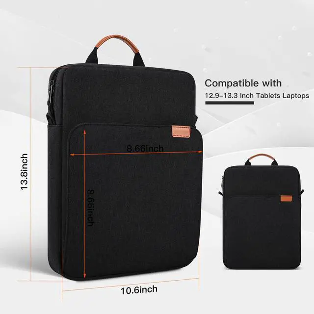 Alt view image 6 of 7 - 13 inch iPad Sleeve Carrying Bag for 13 inch iPad Pro M5 & Air M4/M3 2026, iPad Pro 12.9, 13.8" Surface Laptop 7th, Padded Trave Tablet Case with Shoulder Strap, Black